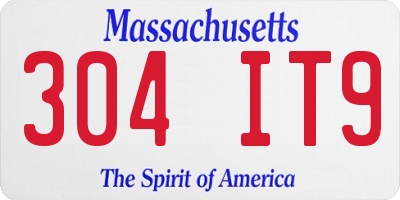 MA license plate 304IT9