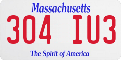 MA license plate 304IU3