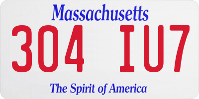 MA license plate 304IU7