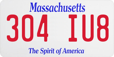 MA license plate 304IU8