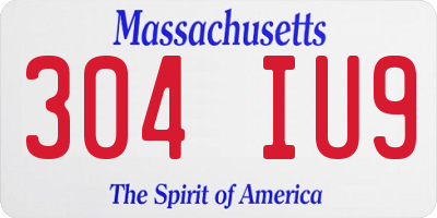 MA license plate 304IU9