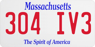 MA license plate 304IV3