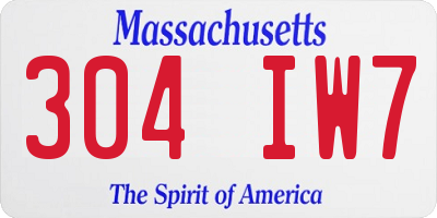 MA license plate 304IW7