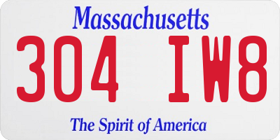 MA license plate 304IW8
