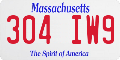MA license plate 304IW9
