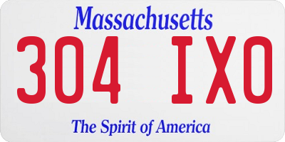 MA license plate 304IX0