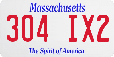 MA license plate 304IX2