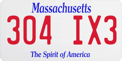 MA license plate 304IX3