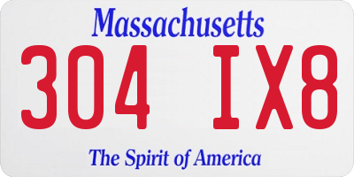 MA license plate 304IX8