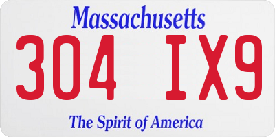 MA license plate 304IX9