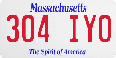 MA license plate 304IY0