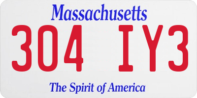 MA license plate 304IY3