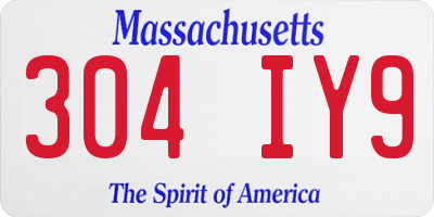 MA license plate 304IY9