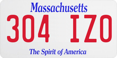MA license plate 304IZ0