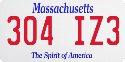 MA license plate 304IZ3
