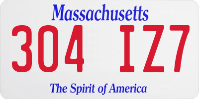 MA license plate 304IZ7