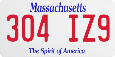 MA license plate 304IZ9