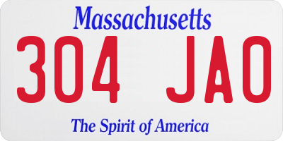 MA license plate 304JA0