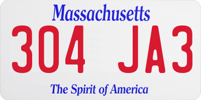 MA license plate 304JA3