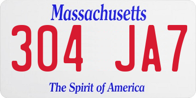 MA license plate 304JA7