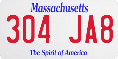 MA license plate 304JA8