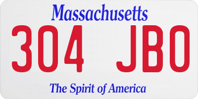 MA license plate 304JB0