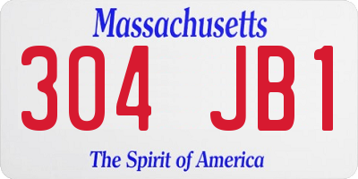 MA license plate 304JB1