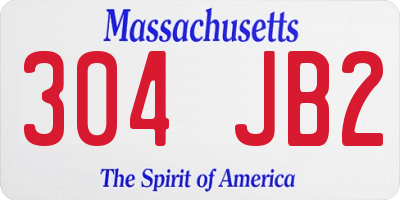 MA license plate 304JB2