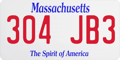 MA license plate 304JB3