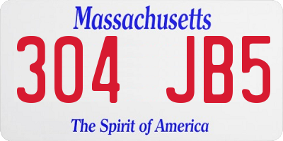 MA license plate 304JB5