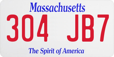 MA license plate 304JB7