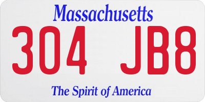 MA license plate 304JB8