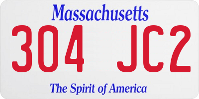 MA license plate 304JC2