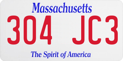 MA license plate 304JC3