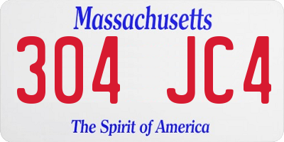 MA license plate 304JC4