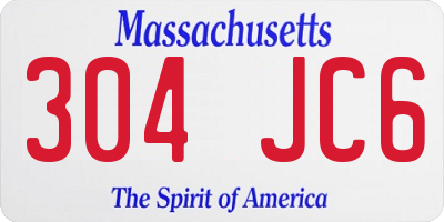 MA license plate 304JC6