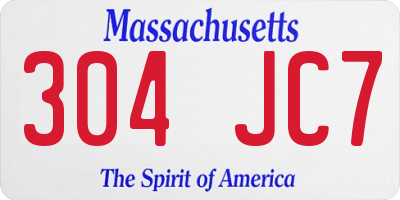MA license plate 304JC7