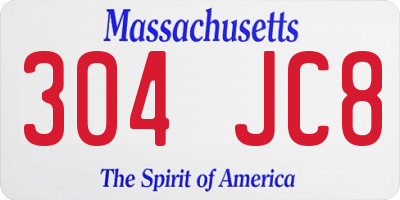 MA license plate 304JC8