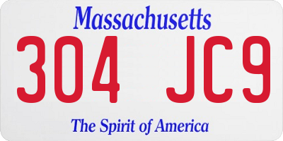 MA license plate 304JC9