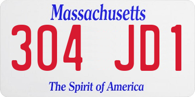 MA license plate 304JD1
