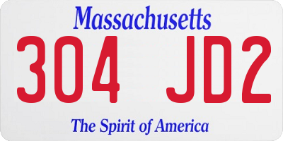 MA license plate 304JD2