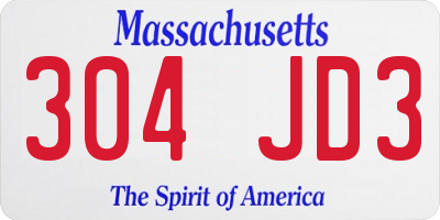 MA license plate 304JD3