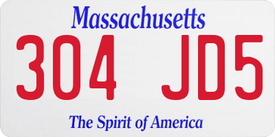 MA license plate 304JD5