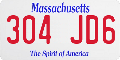 MA license plate 304JD6