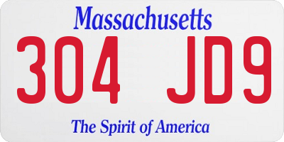 MA license plate 304JD9