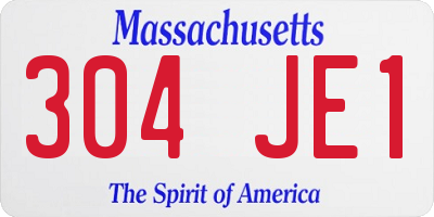 MA license plate 304JE1