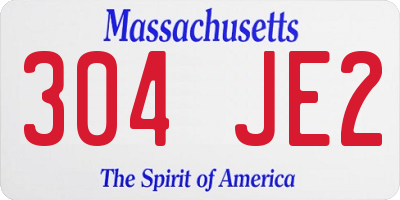 MA license plate 304JE2