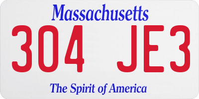MA license plate 304JE3