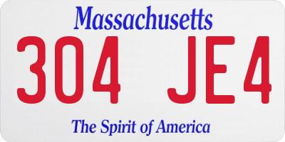 MA license plate 304JE4
