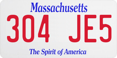 MA license plate 304JE5
